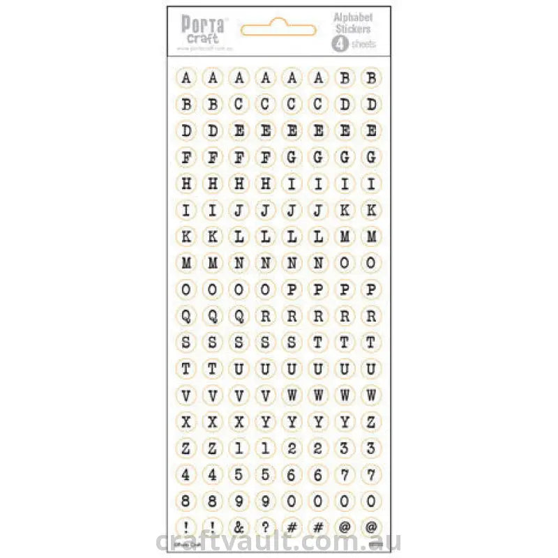 Alphabet Stickers Buttons White 4 Sheets