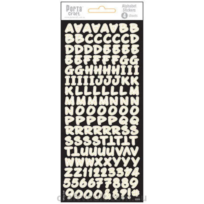 Alphabet Stickers Fun White 4 Sheets