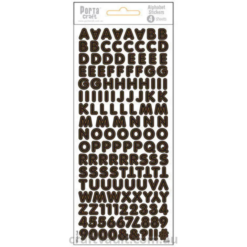 Alphabet Stickers Round Black 4 Sheets