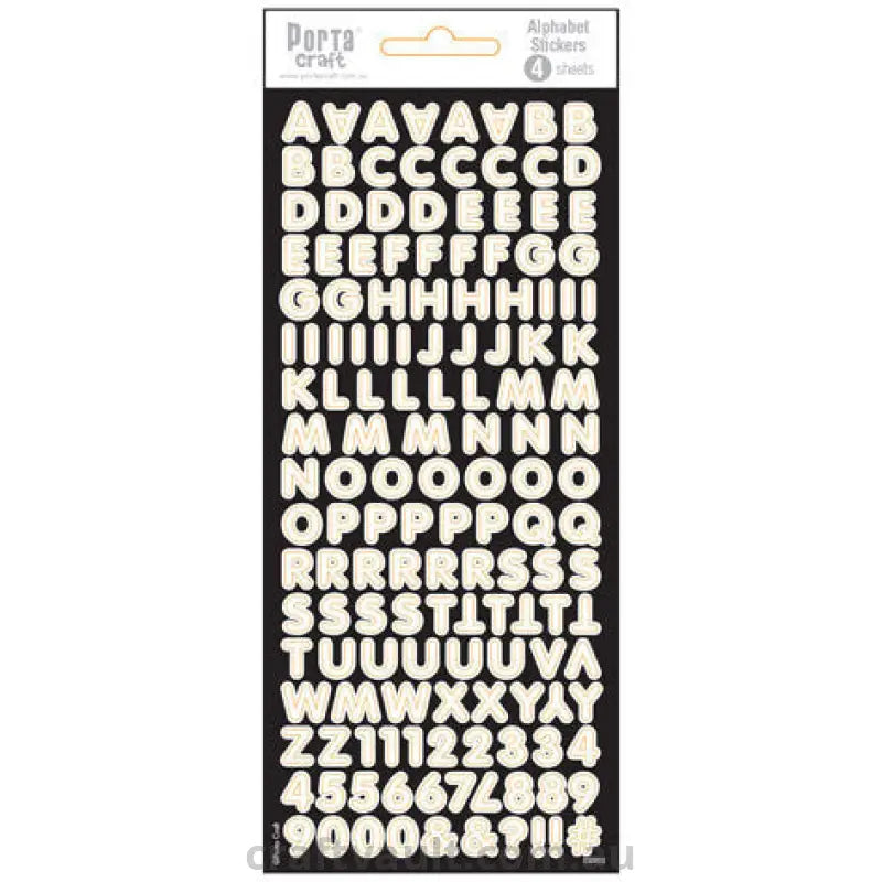 Alphabet Stickers Round White 4 Sheets