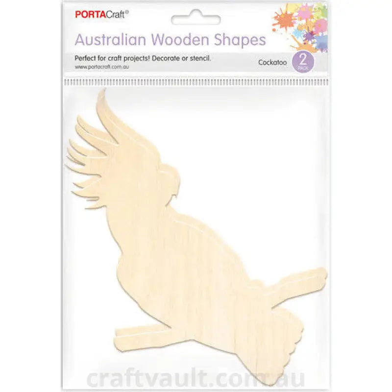 Aussie Wooden Shapes Cockatoo 16x21cm 2 Pack
