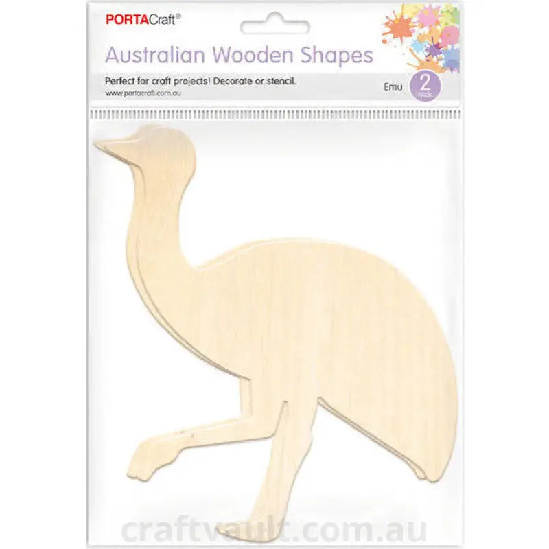 Aussie Wooden Shapes Emu 16x21cm 2 Pack