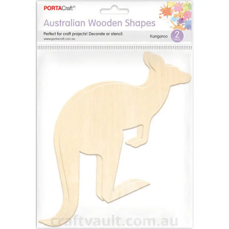 Aussie Wooden Shapes Kangaroo 16x21cm 2 Pack