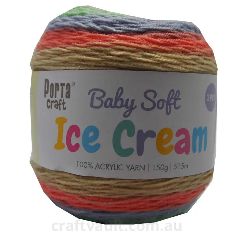 Baby Ice Cream Yarn 150g 515m 3ply Bubblegum Sorbet