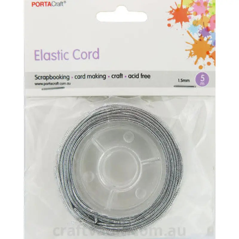 Bead & Jewellery Cord Elasticated  1.5mm 5m Silver