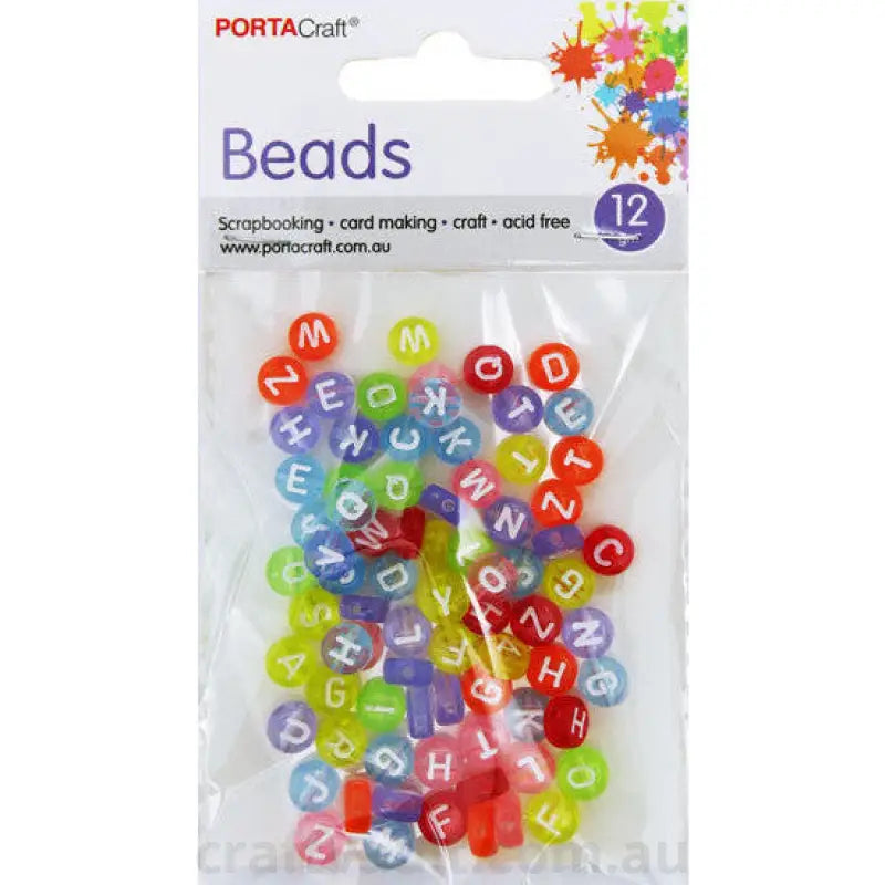 Beads Alphabet  12g 6mm Discs Jelly