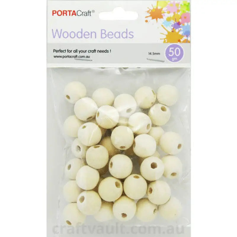 Beads Wooden  14.5mm 50g Natural