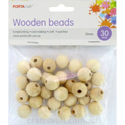 Beads Wooden 15mm 30pk Round Natural