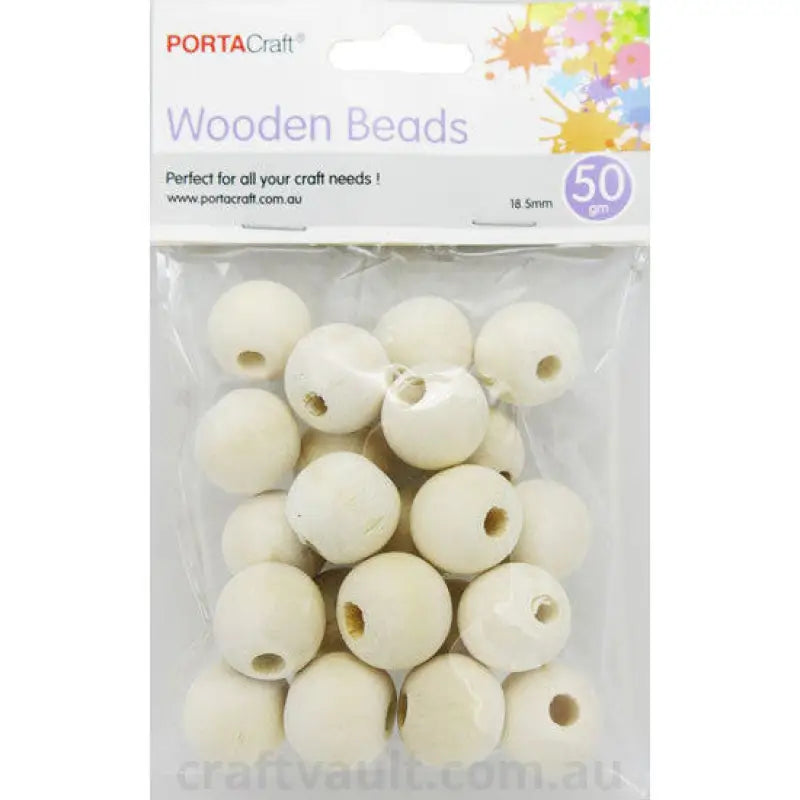 Beads Wooden  18.5mm 50g Natural