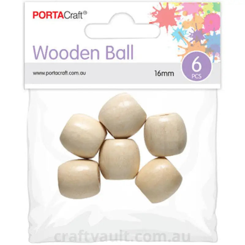 Beads Wooden  38mm  6pc Round Polished Natural