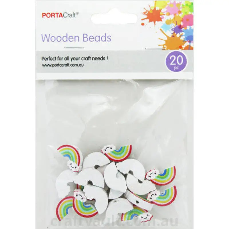 Beads Wooden   7x20mm 15g 20pc Rainbows