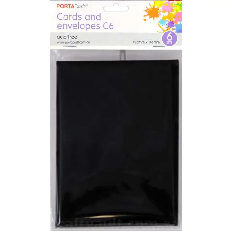 Cards & Envelopes C6 6pk Black