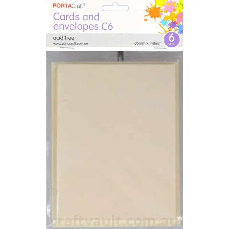 Cards & Envelopes C6 6pk Cream