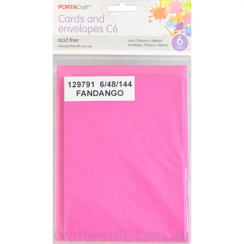 Cards & Envelopes C6 6pk Fandango Pink
