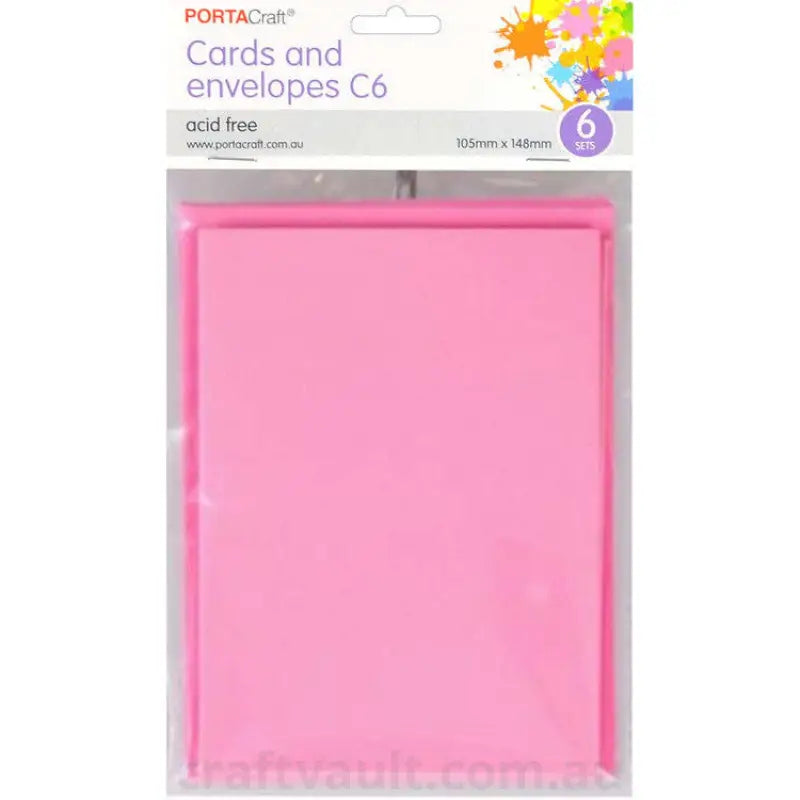 Cards & Envelopes C6 6pk Hot Pink