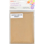 Cards & Envelopes C6 6pk Kraft