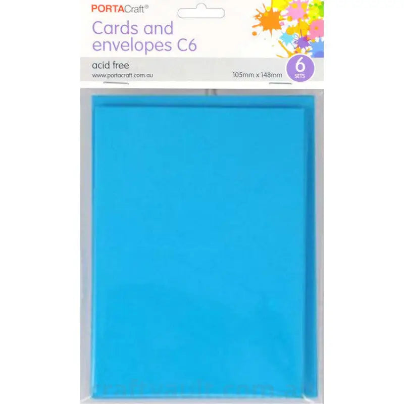 Cards & Envelopes C6 6pk Light Blue