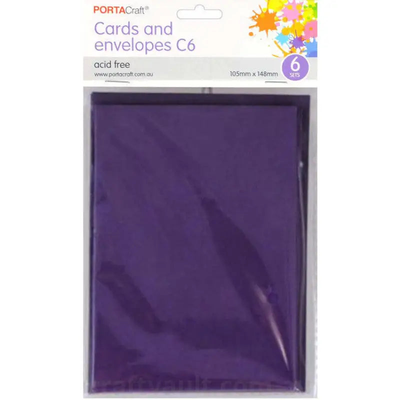 Cards & Envelopes C6 6pk Purple