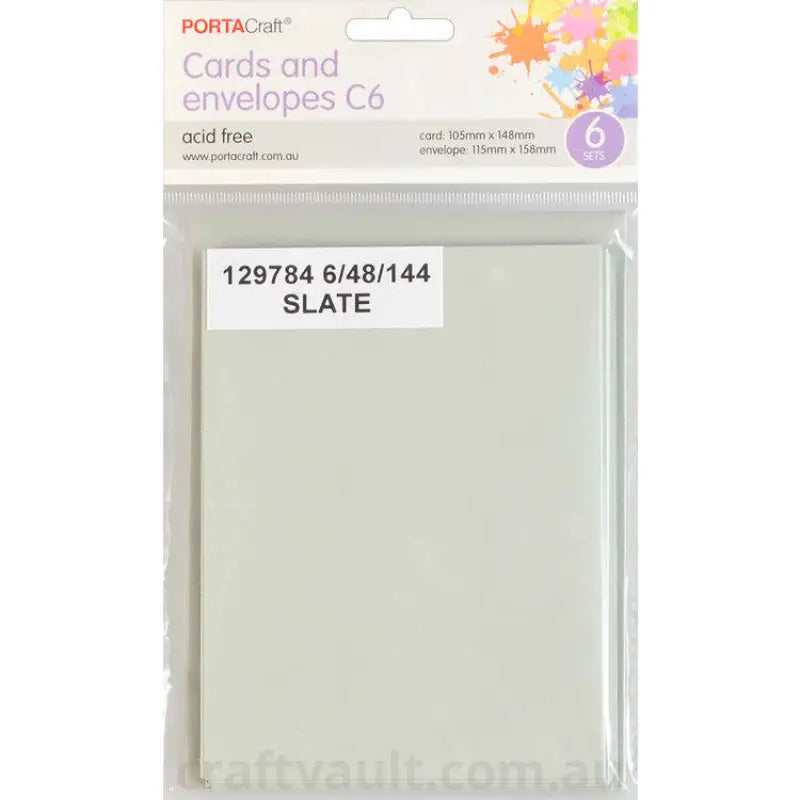 Cards & Envelopes C6 6pk Slate