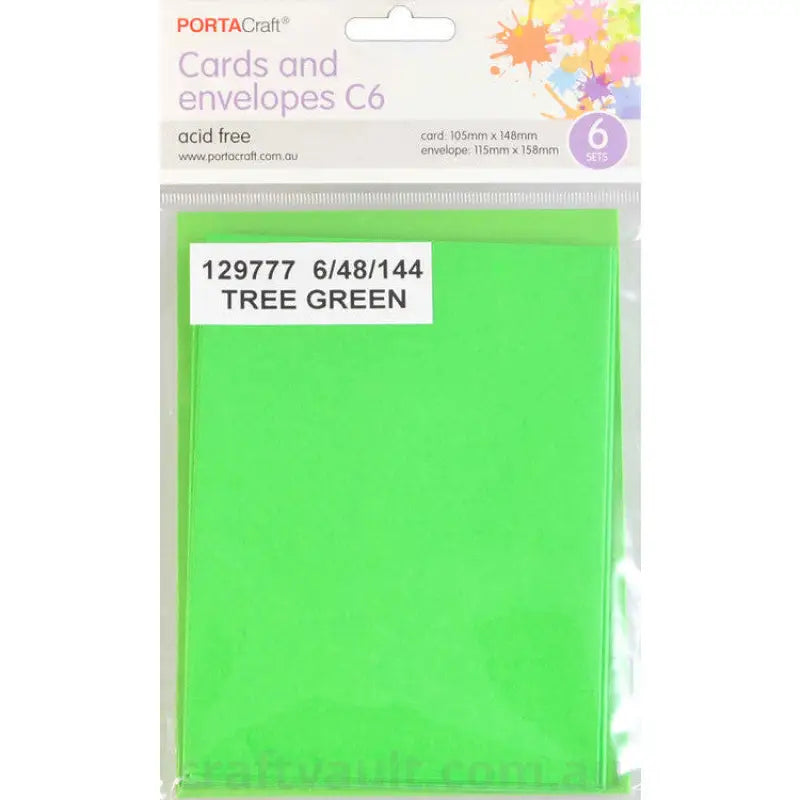 Cards & Envelopes C6 6pk Tree Green