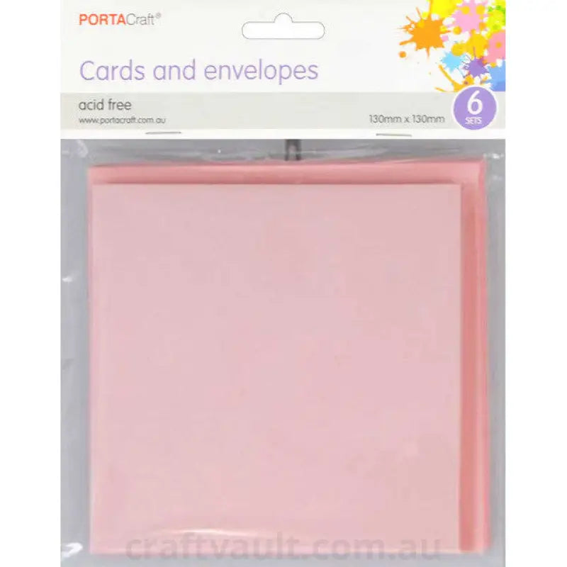 Cards & Envelopes SQ 13cm 6pk Ballet Pink