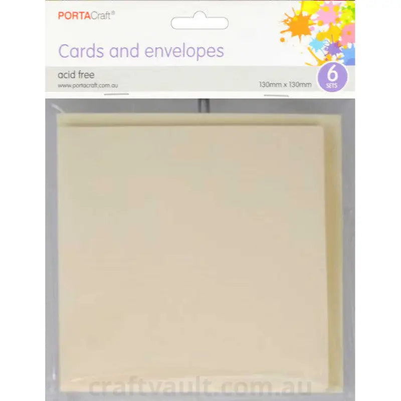 Cards & Envelopes SQ 13cm 6pk Cream