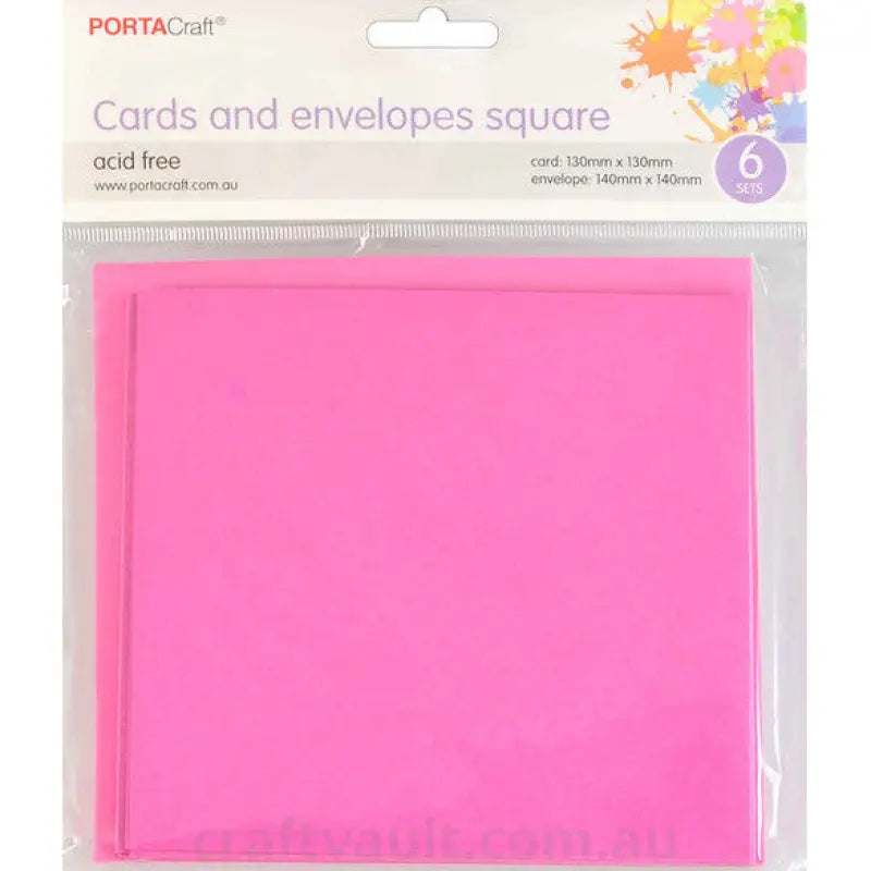 Cards & Envelopes SQ 13cm 6pk Fandango Pink