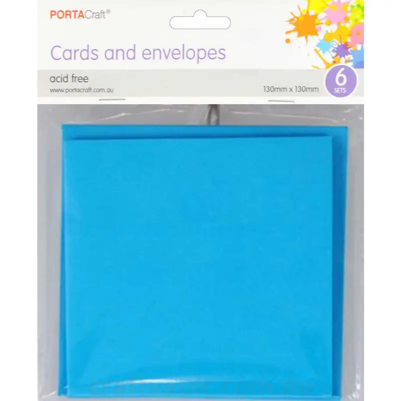 Cards & Envelopes SQ 13cm 6pk Light Blue
