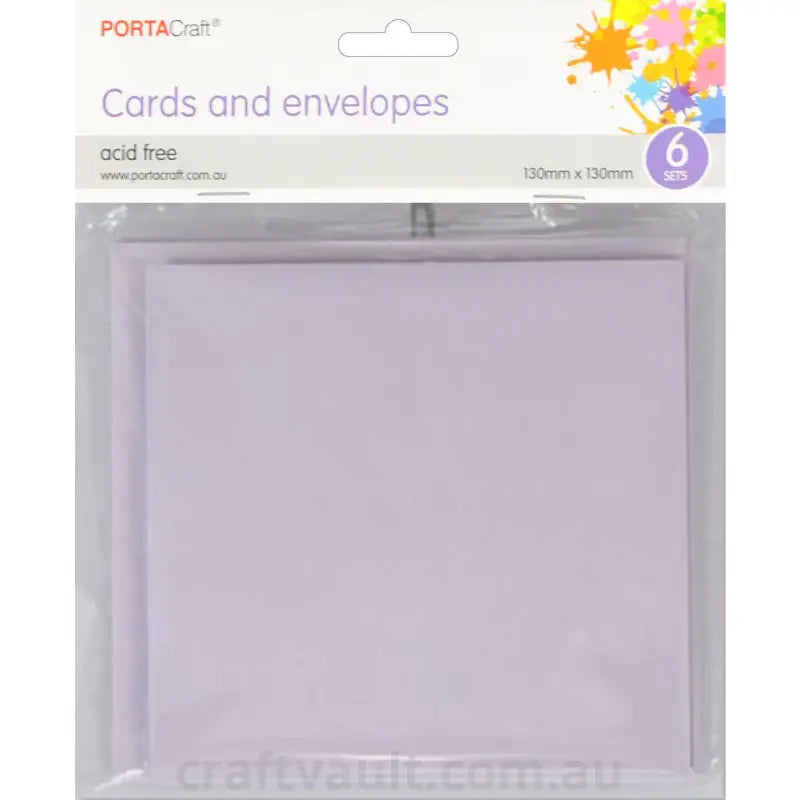 Cards & Envelopes SQ 13cm 6pk Lilac