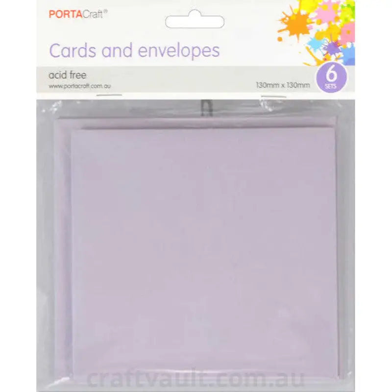 Cards & Envelopes SQ 13cm 6pk Lilac