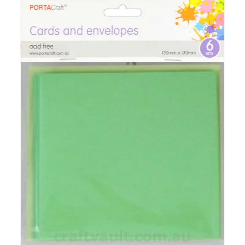 Cards & Envelopes SQ 13cm 6pk Mint Green