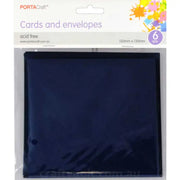 Cards & Envelopes SQ 13cm 6pk Navy Blue
