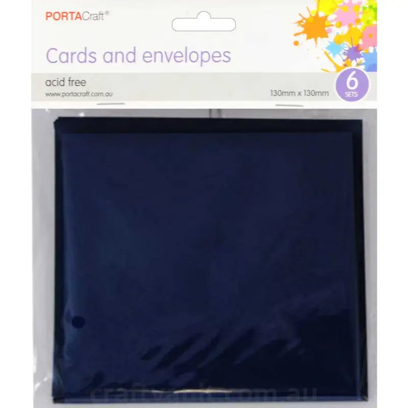 Cards & Envelopes SQ 13cm 6pk Navy Blue