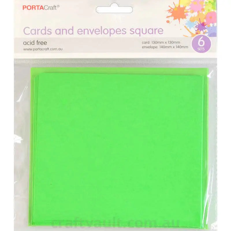 Cards & Envelopes SQ 13cm 6pk Tree Green