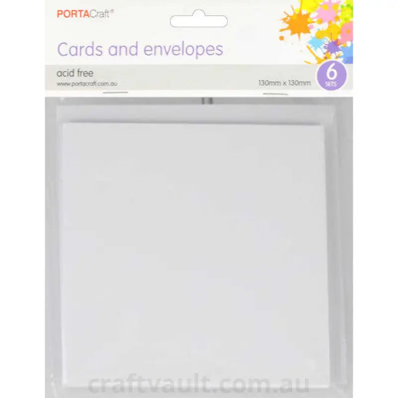 Cards & Envelopes SQ 13cm 6pk White