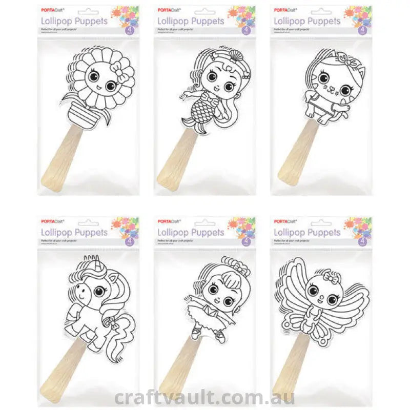 Cardstock Lollipop Puppets 6 Assorted Designs