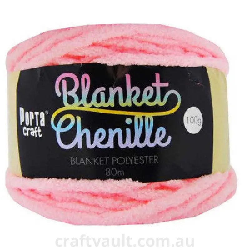 Chenille Blanket Yarn 100g 80m 12ply Baby Pink