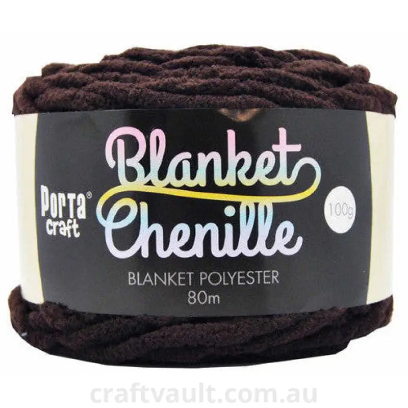 Chenille Blanket Yarn 100g 80m 12ply Chocolate