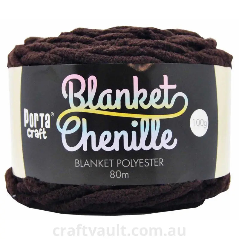 Chenille Blanket Yarn 100g 80m 12ply Chocolate