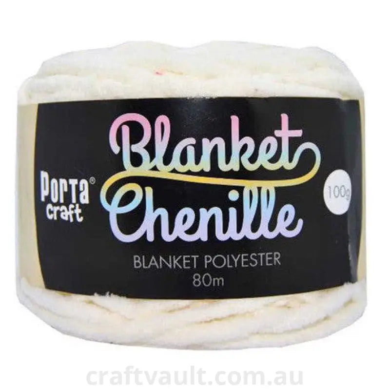 Chenille Blanket Yarn 100g 80m 12ply Cream