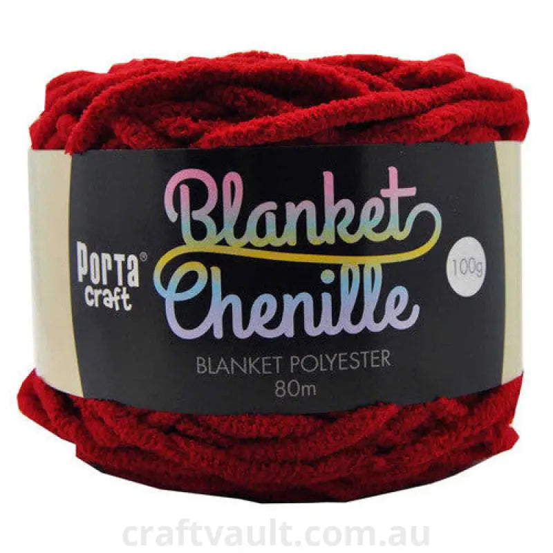Chenille Blanket Yarn 100g 80m 12ply Crimson
