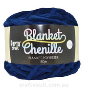 Chenille Blanket Yarn 100g 80m 12ply Dark Blue