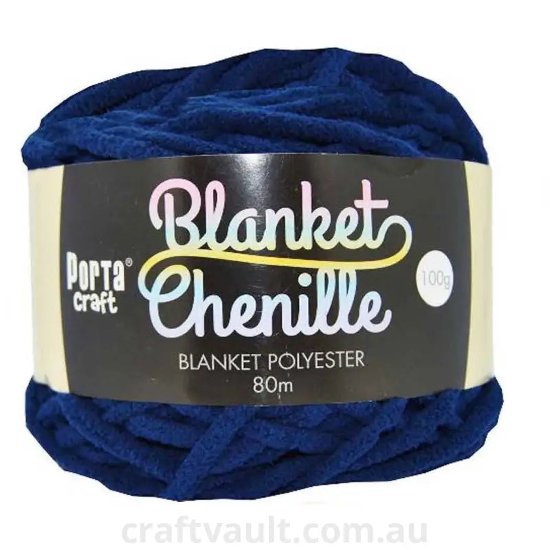 Chenille Blanket Yarn 100g 80m 12ply Dark Blue