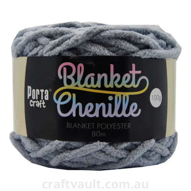 Chenille Blanket Yarn 100g 80m 12ply Grey