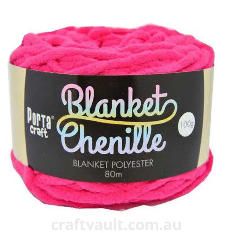 Chenille Blanket Yarn 100g 80m 12ply Hot Pink