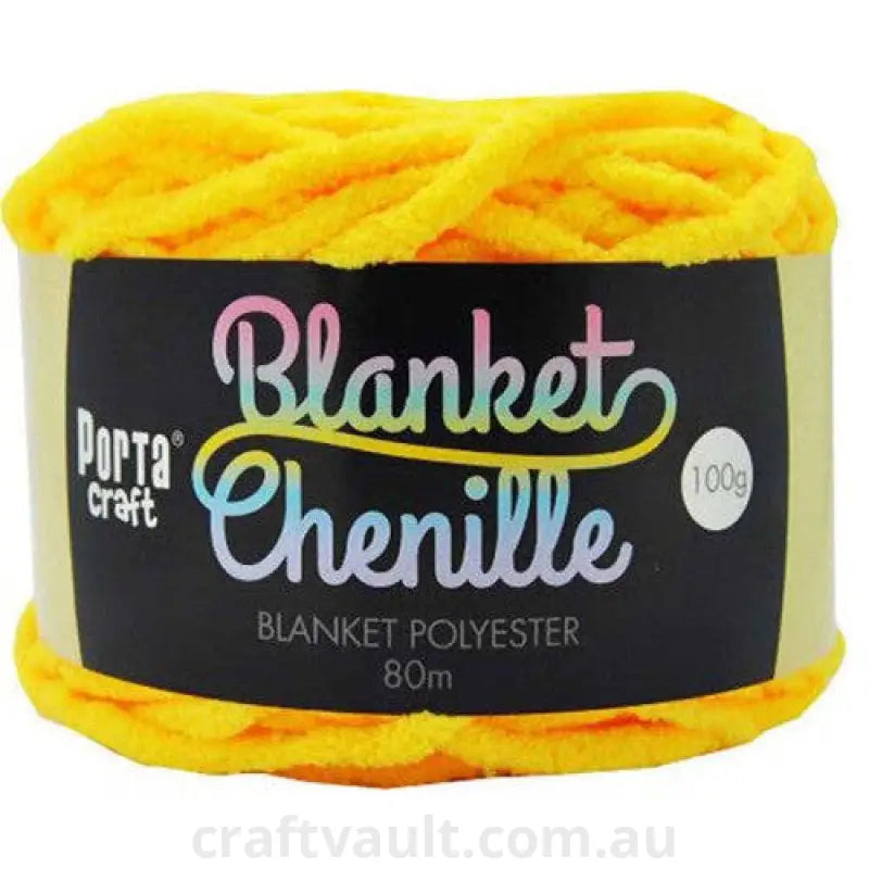 Chenille Blanket Yarn 100g 80m 12ply Lemon