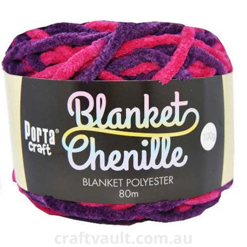 Chenille Blanket Yarn 100g 80m 12ply Magenta
