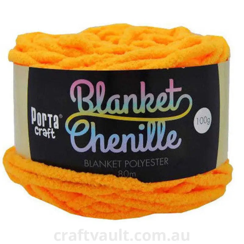 Chenille Blanket Yarn 100g 80m 12ply Orange