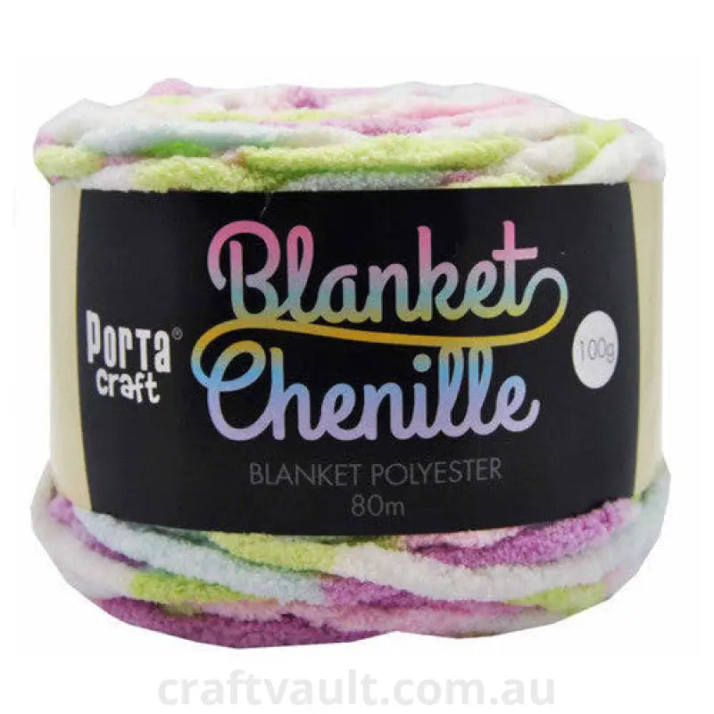 Chenille Blanket Yarn 100g 80m 12ply Pastel Rainbow