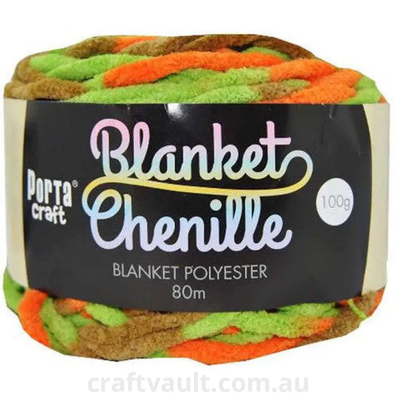 Chenille Blanket Yarn 100g 80m 12ply Peas & Carrots